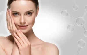 Woman with radiant skin after a Hydrafacial treatment at Healthydermis.